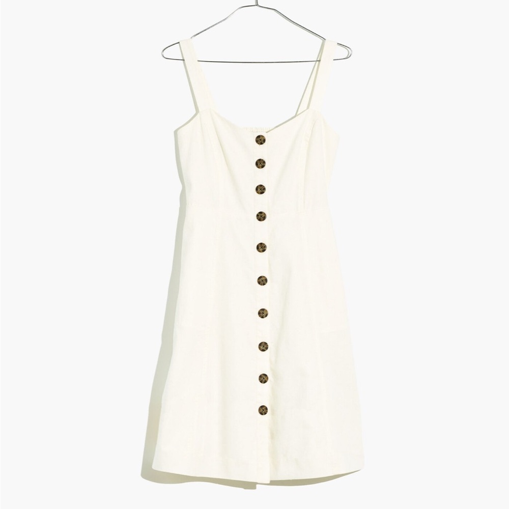 Button-Front Linen/Cotton Tank Dress